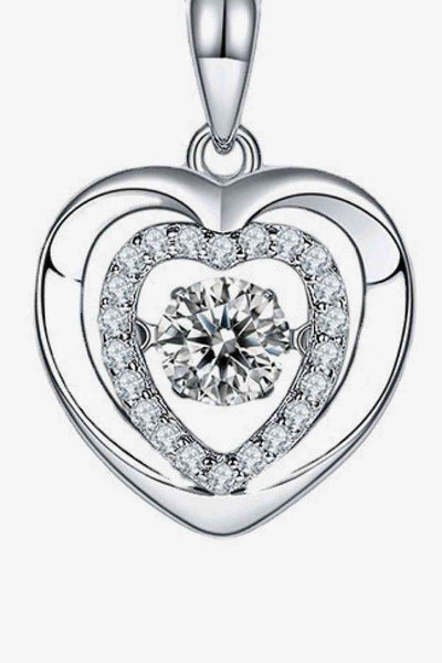 Moissanite Heart Pendant Necklace in Sterling Silver