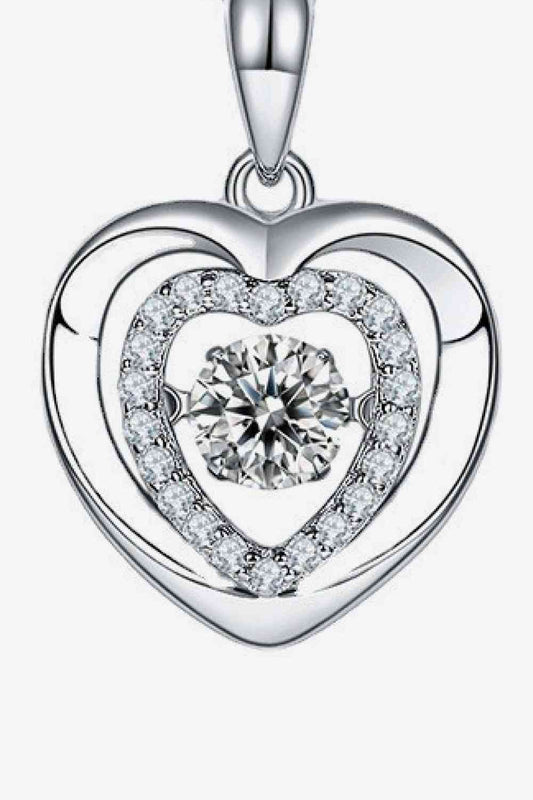 Moissanite Heart Pendant Necklace in Sterling Silver