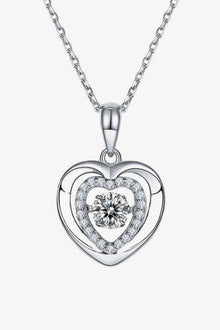 Moissanite Heart Pendant Necklace in Sterling Silver