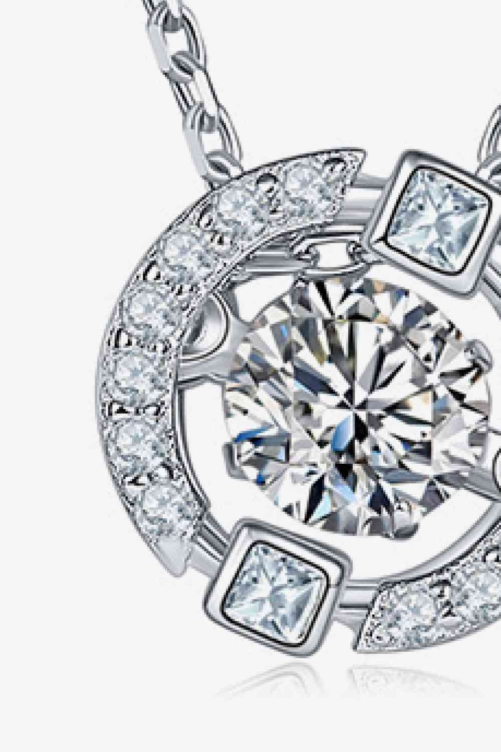 Moissanite Pendant Chain-Link Necklace in Sterling Silver