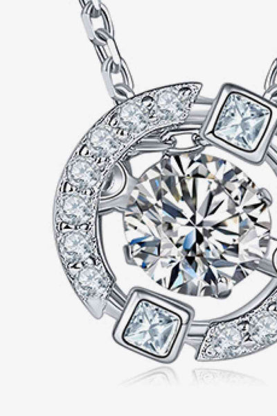 Moissanite Pendant Chain-Link Necklace in Sterling Silver