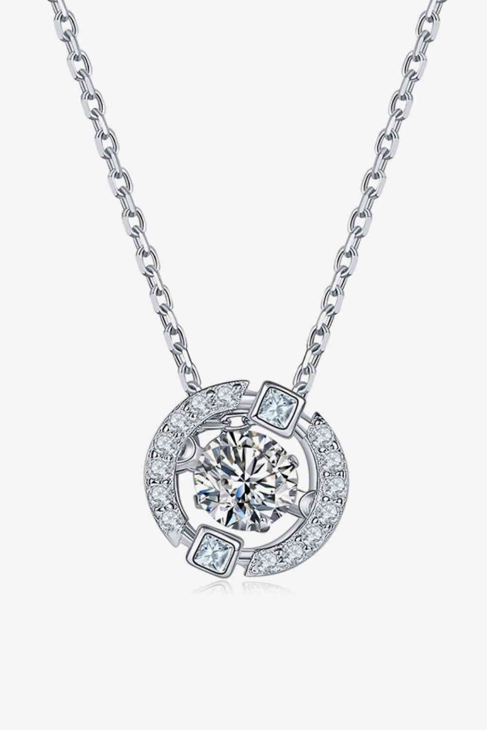 Moissanite Pendant Chain-Link Necklace in Sterling Silver