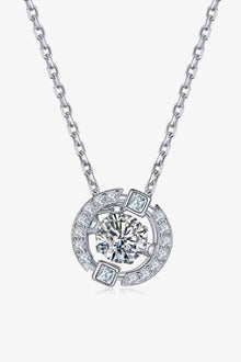 Moissanite Pendant Chain-Link Necklace in Sterling Silver