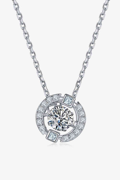 Moissanite Pendant Chain-Link Necklace in Sterling Silver