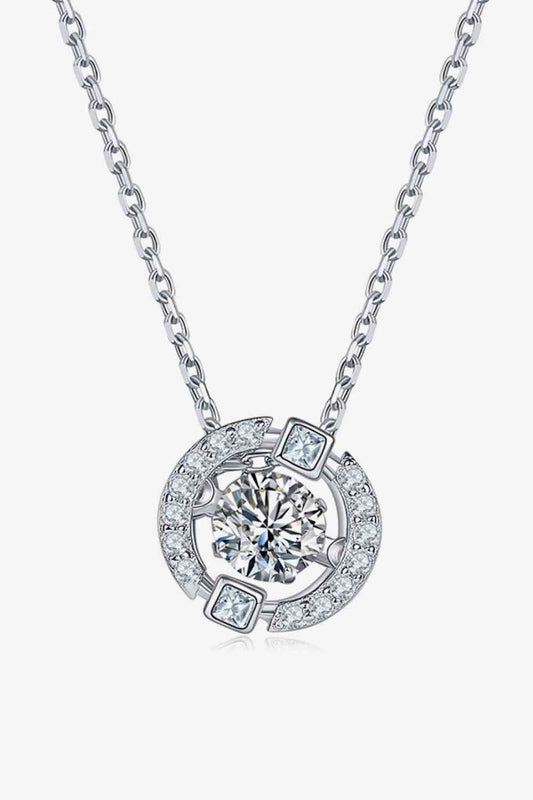 Moissanite Pendant Chain-Link Necklace in Sterling Silver