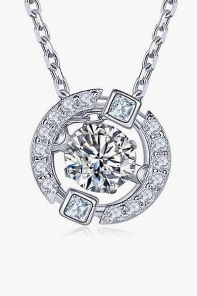 Moissanite Pendant Chain-Link Necklace in Sterling Silver