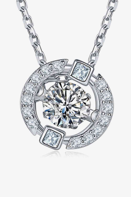 Moissanite Pendant Chain-Link Necklace in Sterling Silver