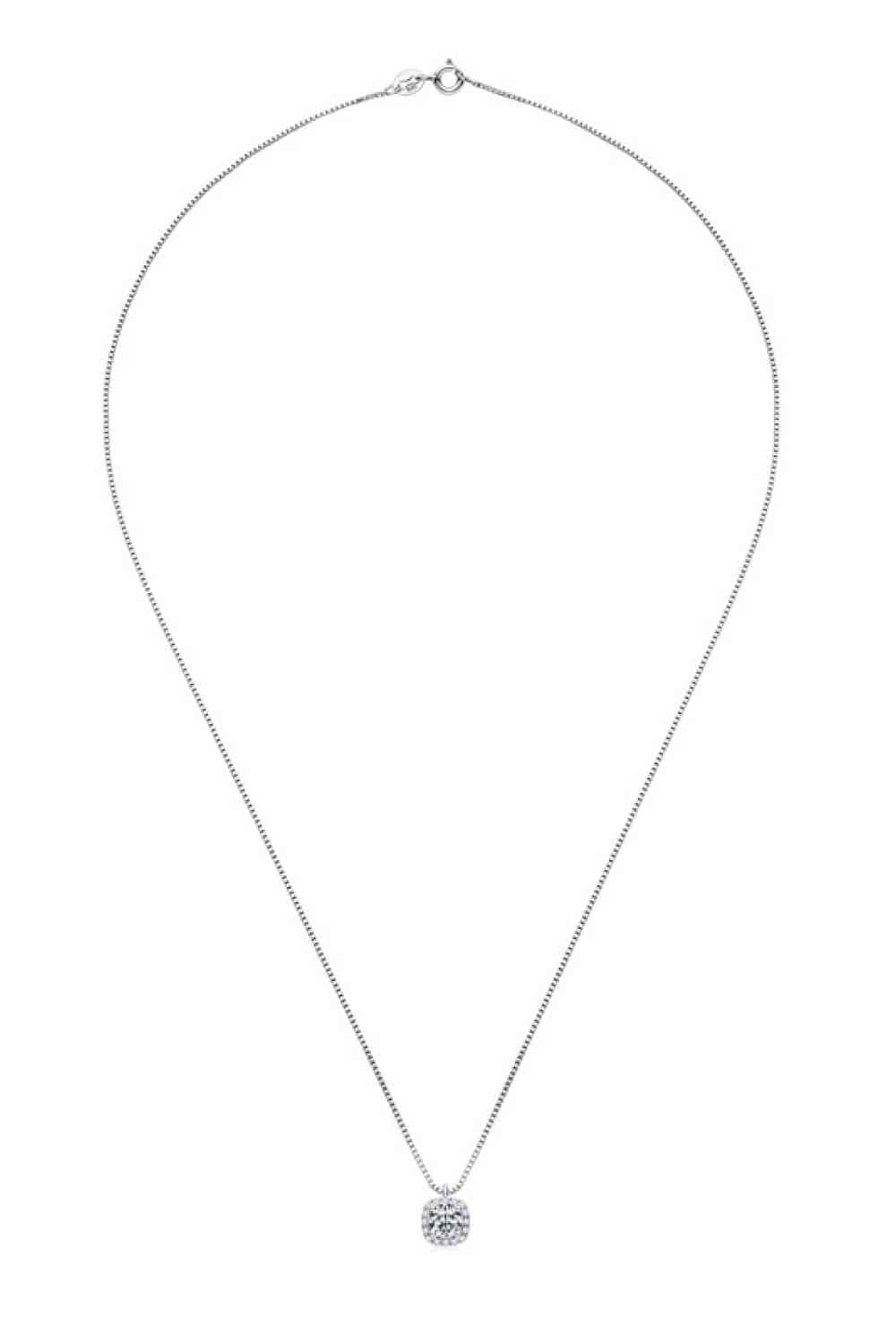 Moissanite Pendant Necklace Platinum Plated Elegant Style Timeless Sparkle Jewelry Gift For Her