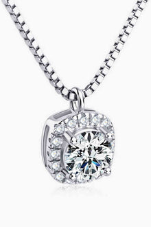 Moissanite Pendant Necklace Platinum Plated Elegant Style Timeless Sparkle Jewelry Gift For Her