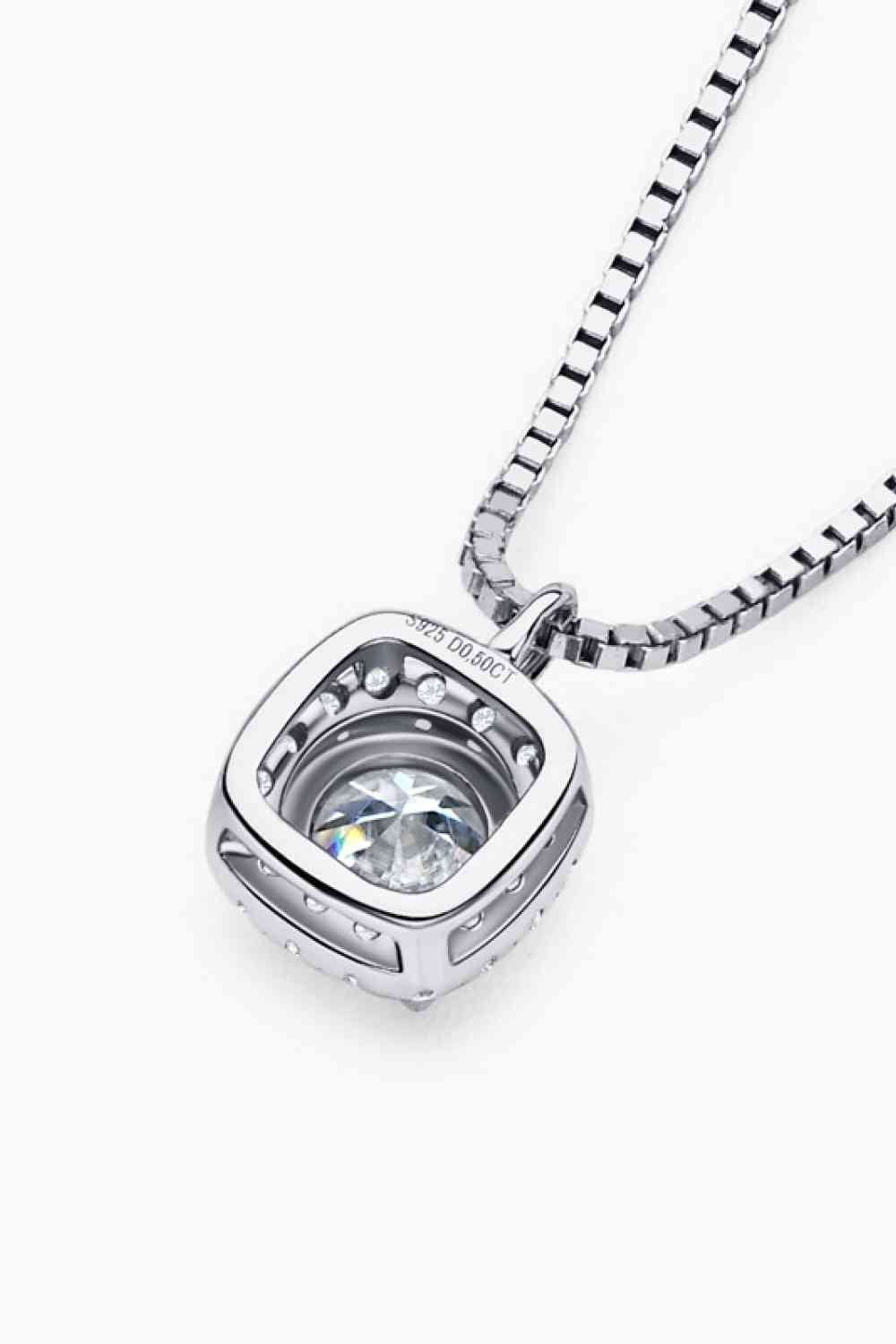 Moissanite Pendant Necklace Platinum Plated Elegant Style Timeless Sparkle Jewelry Gift For Her