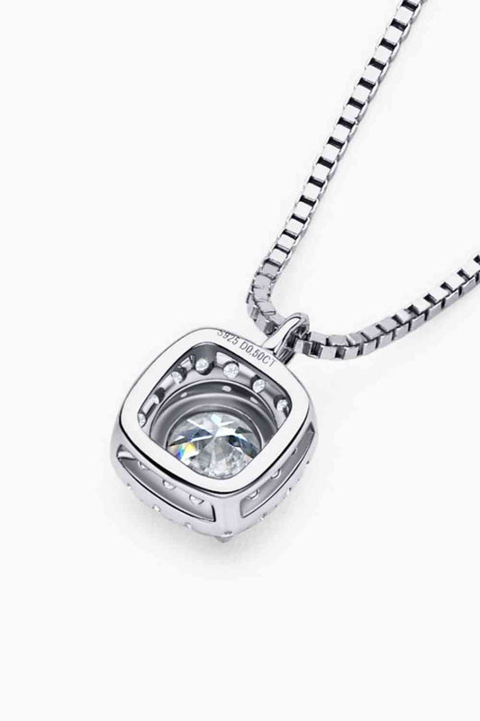 Moissanite Pendant Necklace Platinum Plated Elegant Style Timeless Sparkle Jewelry Gift For Her