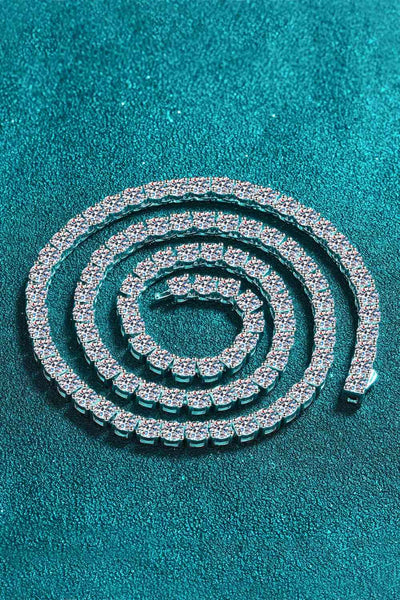 Moissanite Rhodium-Plated Necklace with Dazzling Sparkle