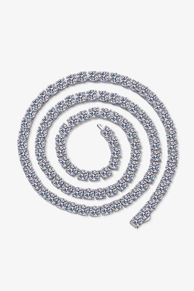 Moissanite Rhodium-Plated Necklace with Dazzling Sparkle