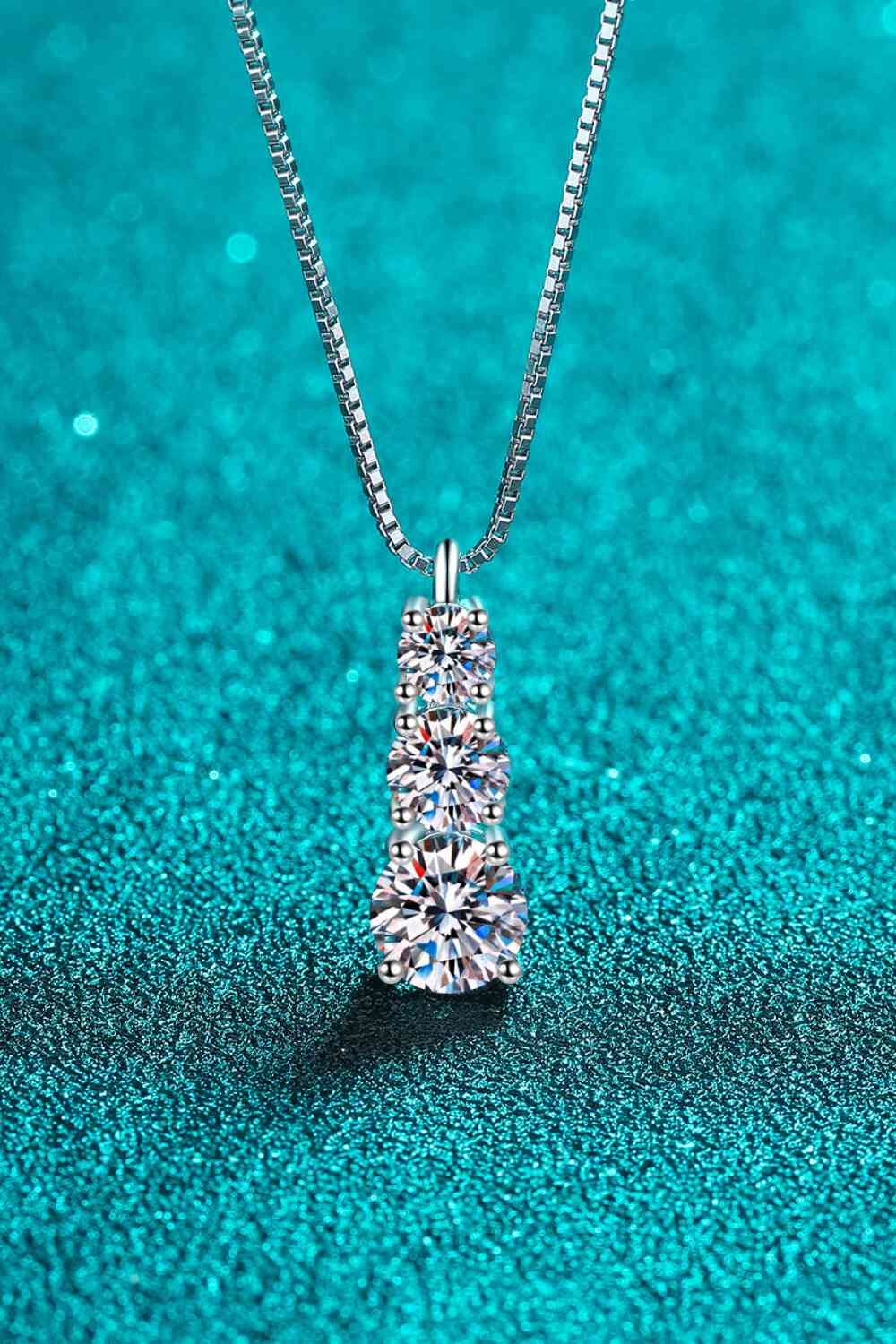 Moissanite Triple-Pendant Necklace in Sterling Silver Design