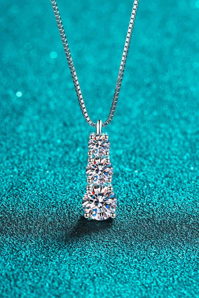 Moissanite Triple-Pendant Necklace in Sterling Silver Design