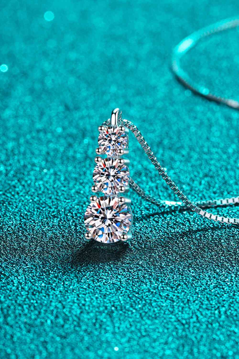 Moissanite Triple-Pendant Necklace in Sterling Silver Design
