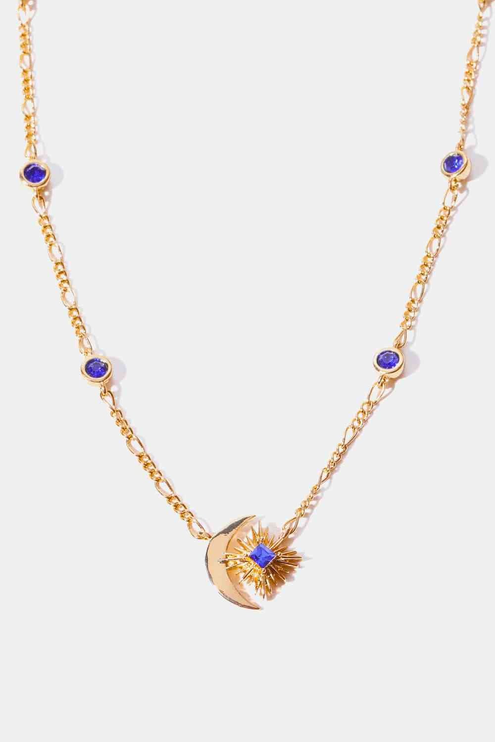 Moon And Star Shape Zircon Pendant Necklace For Women Elegant Celestial Jewelry Gift For Her