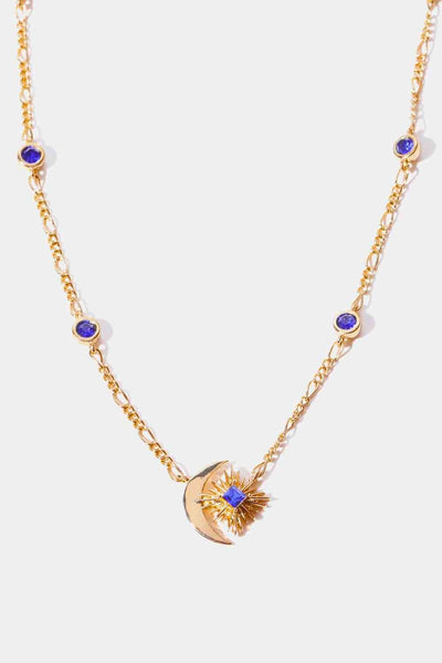 Moon And Star Shape Zircon Pendant Necklace For Women Elegant Celestial Jewelry Gift For Her