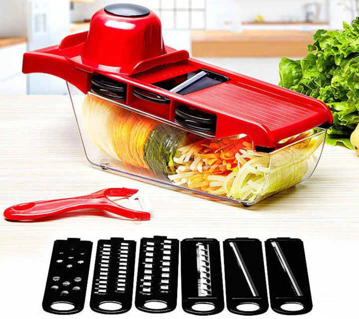 Multi-function Vegetable Food Cutter Fruit Slicer Easy Clean Store with 6 Blades Peeler