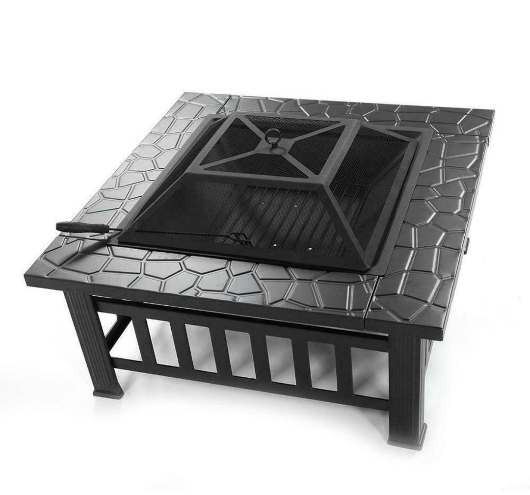 Multi-purpose 32-inch Metal Portable Courtyard Fire Pit with Accessories