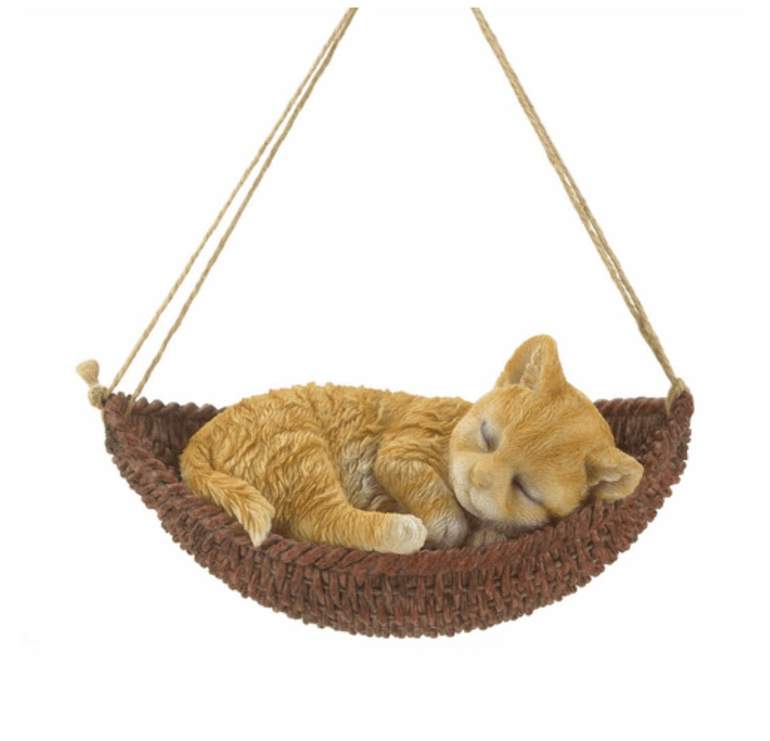 Napping Cat On Hammock Figurine