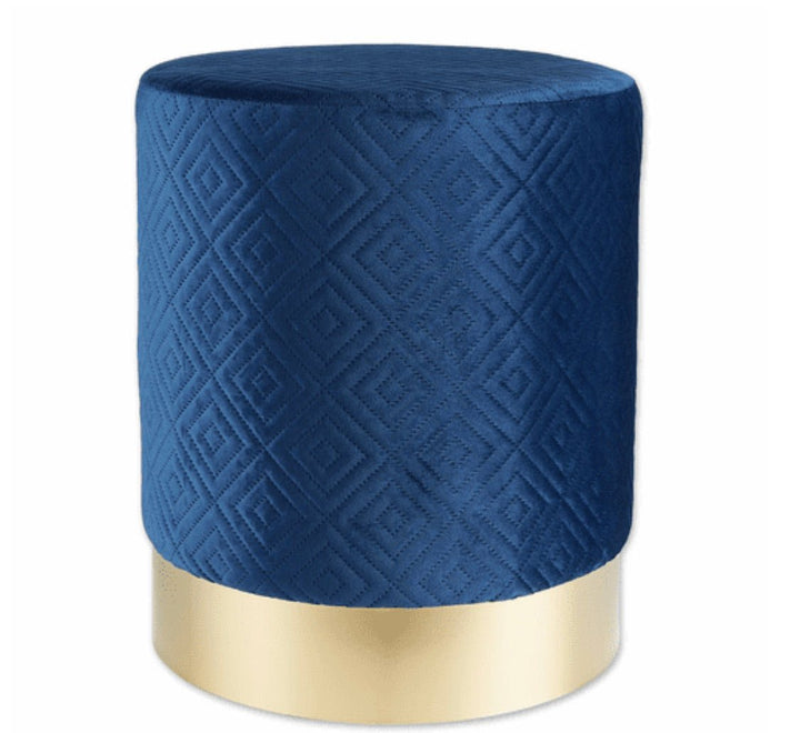 Navy Blue Velvet Stool