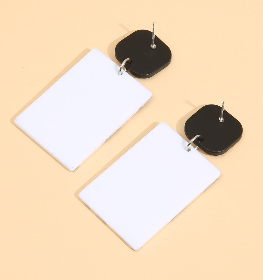 New Acrylic Temperament Simple Printed Leaf Earrings Black And White Color Matching Earrings