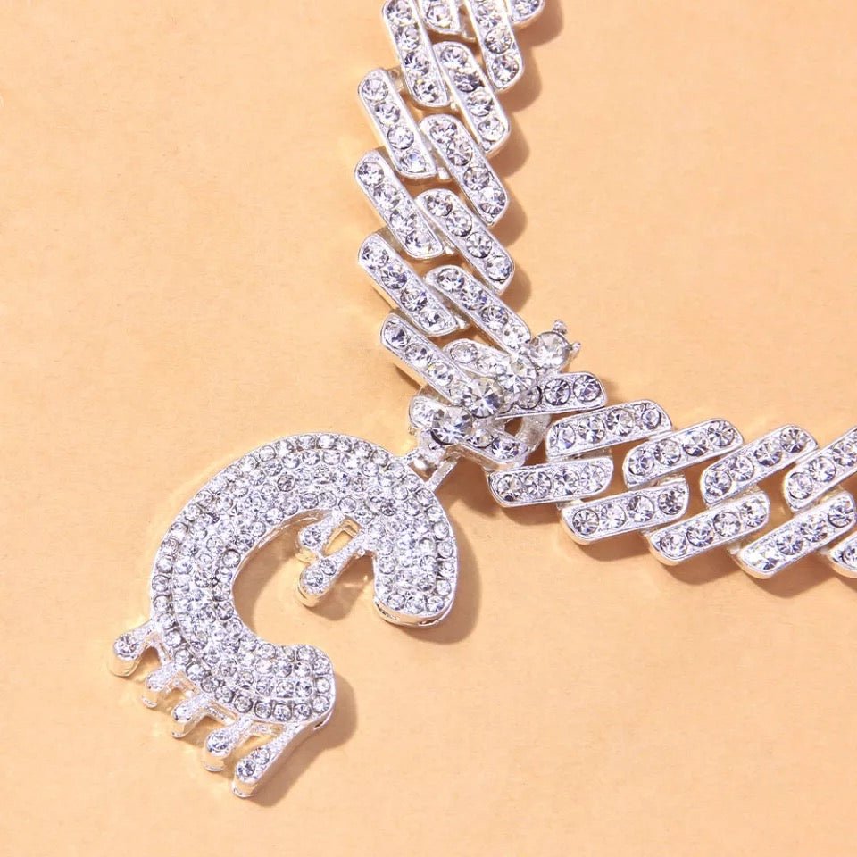 Personalized Icy Initial Anklet For Women Custom Jewelry Gift Idea Unique Ice Tone Charm Ankle Bracelet