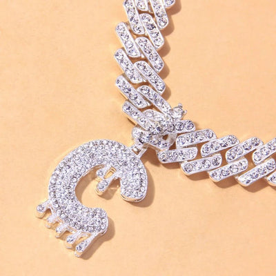 Personalized Icy Initial Anklet For Women Custom Jewelry Gift Idea Unique Ice Tone Charm Ankle Bracelet