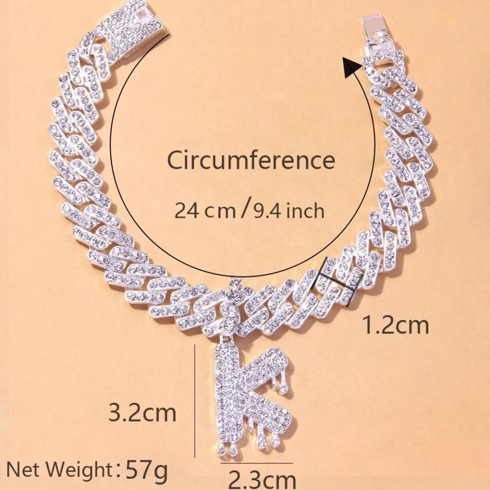 Personalized Icy Initial Anklet For Women Custom Jewelry Gift Idea Unique Ice Tone Charm Ankle Bracelet