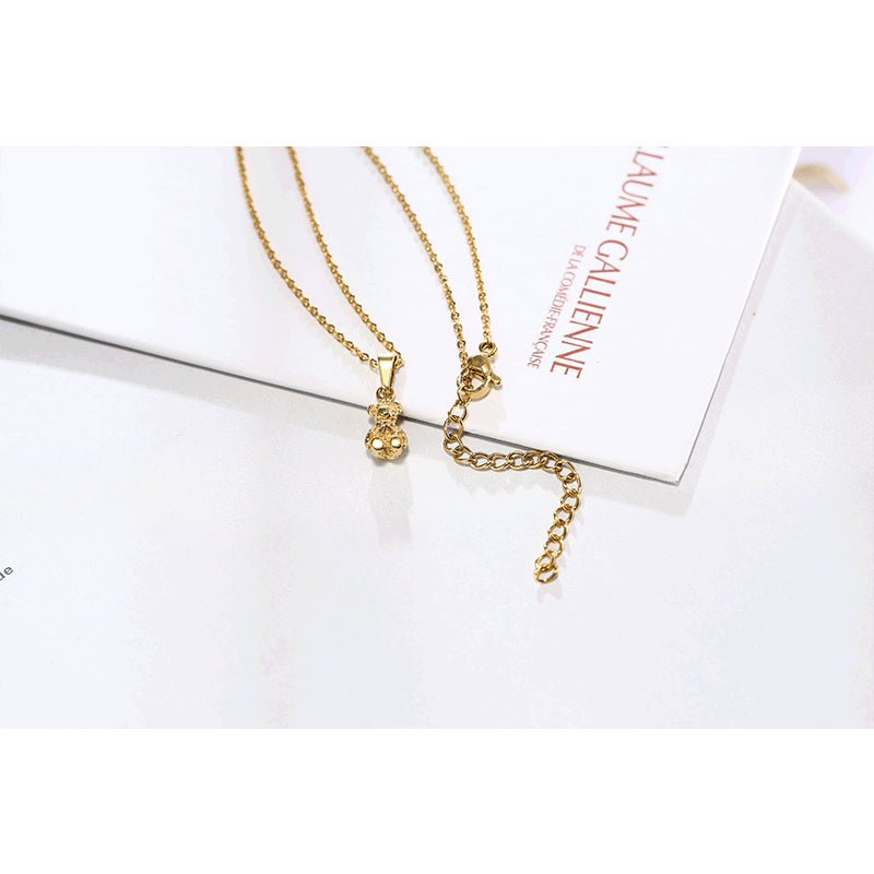 New Korean Version Cute Bear Cartoon Necklace For Women Ins Trend Design Fashion Collarbone Chain Accessory