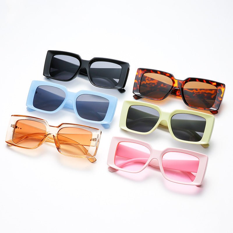 Unisex Retro Square Sunglasses with Vibrant Lenses and Unique Rice Nail Design