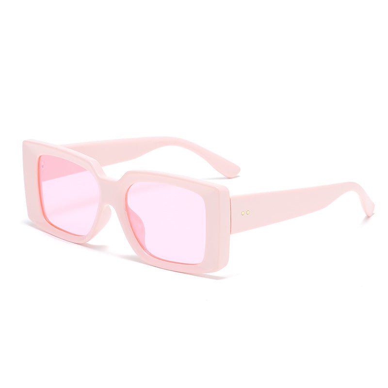 Unisex Retro Square Sunglasses with Vibrant Lenses and Unique Rice Nail Design