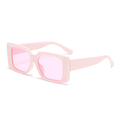Unisex Retro Square Sunglasses with Vibrant Lenses and Unique Rice Nail Design