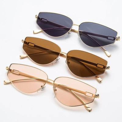 Trendy Metal Cat Eye Sunglasses for Men and Women - Retro Small Frame Style