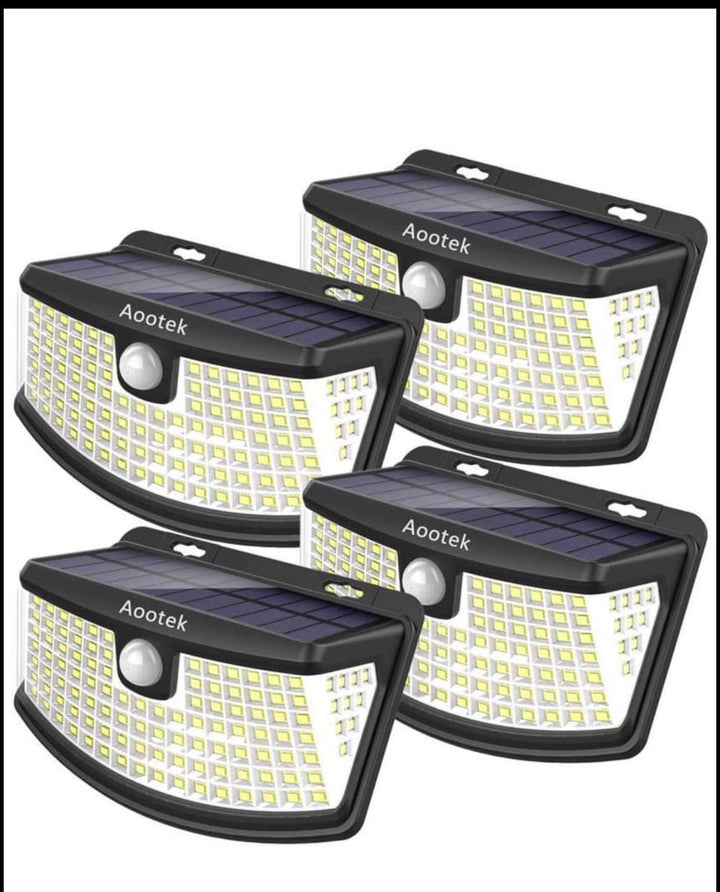 New solar lights 120 Leds upgraded with lights reflector,270° Wide Angle, IP65 Waterproof