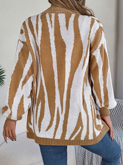 Fierce Fashion Open Front Cardigan in Chic Animal Print