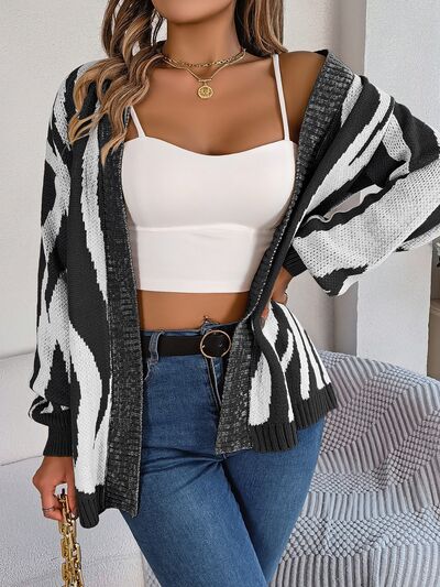 Fierce Fashion Open Front Cardigan in Chic Animal Print