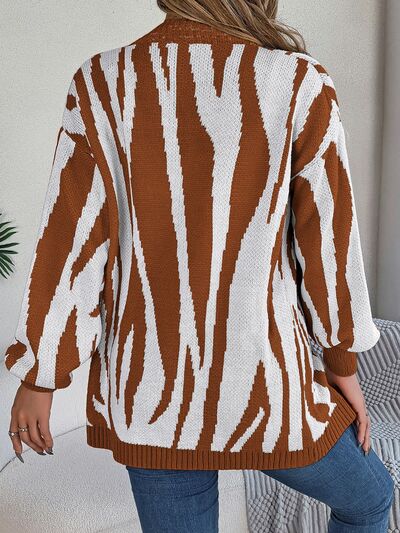 Fierce Fashion Open Front Cardigan in Chic Animal Print