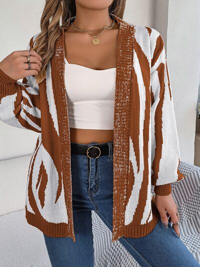 Fierce Fashion Open Front Cardigan in Chic Animal Print
