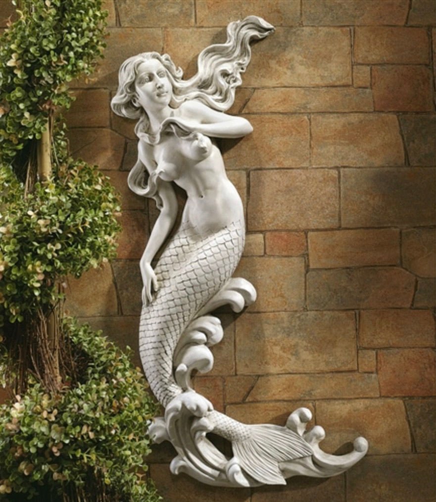 Outdoor Patio Wall Decor Mermaid Wall-Mounted Garden Statue