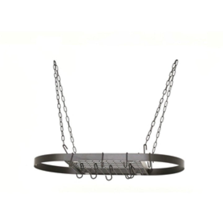Oval Hanging Pot Rack with Chains and 2 Hooks in Matte Black