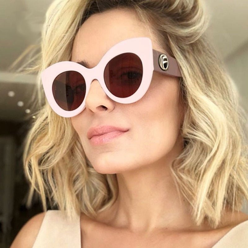 Oversize Women Cat Eye Sunglasses Fashion Ladies Pink Sun Glasses UV400