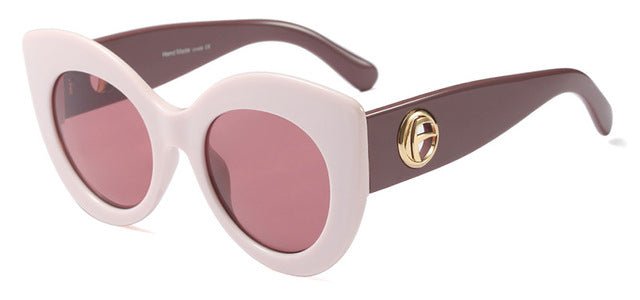 Chic Oversized Cat Eye Sunglasses for Women - Trendy Pink UV400 Protection