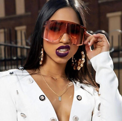 Chic Gradient Oversized Sunglasses for Women in Blue and Yellow