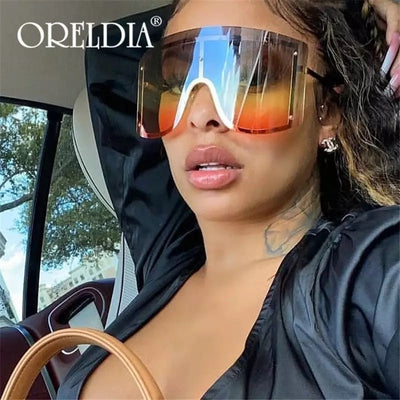 Vibrant Oversized Gradient Sunglasses for Women in Blue and Yellow