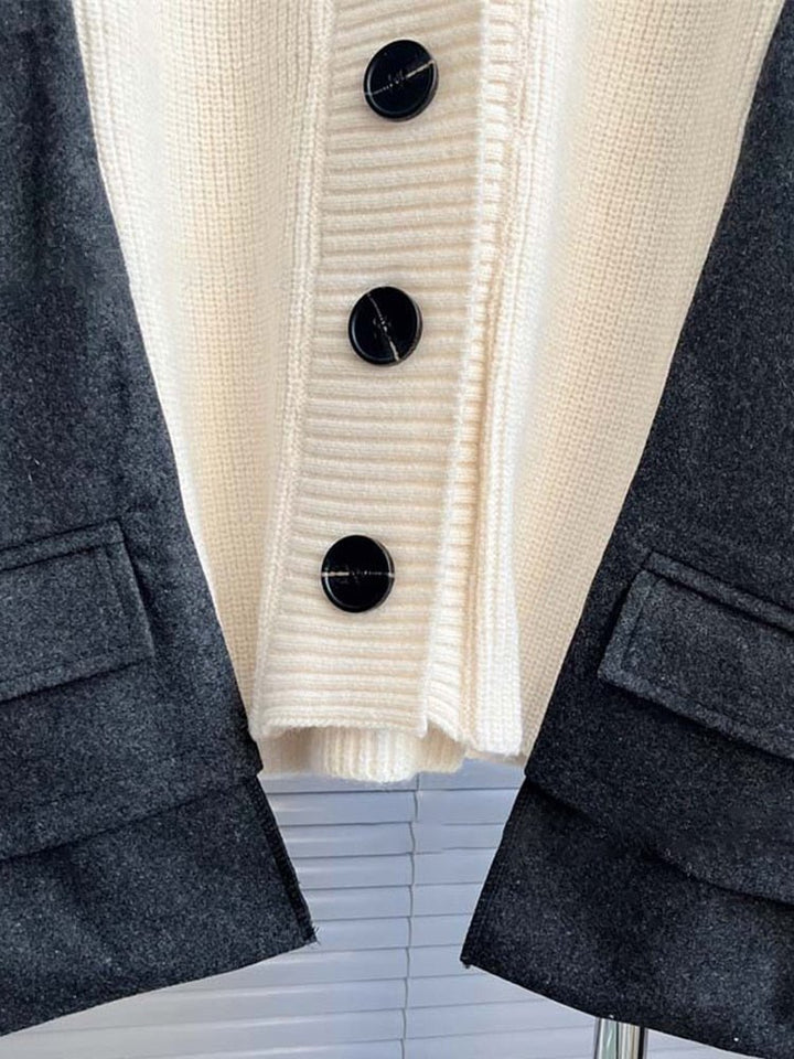 Autumn Chic Colorblock V Neck Knit Sweater for Women