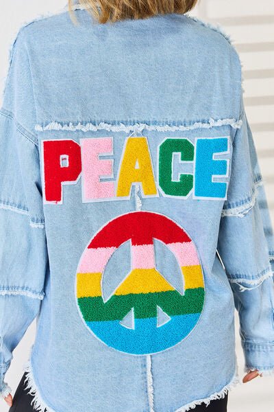 Trendy Distressed Denim Top with Relaxed Dropped Shoulders