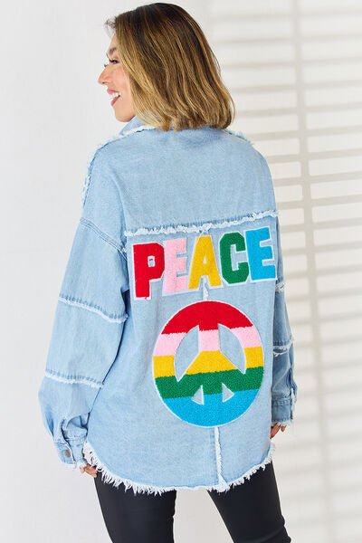 Trendy Distressed Denim Top with Relaxed Dropped Shoulders
