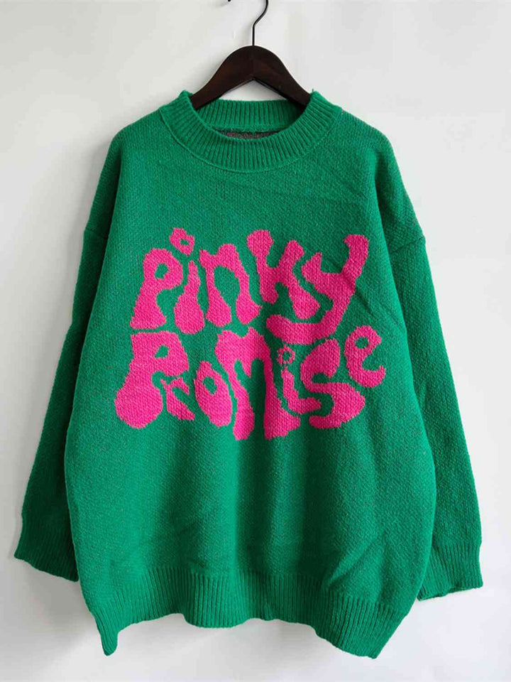 Pinky Promise Comfort Knit Sweater with Trendy Graphic Design